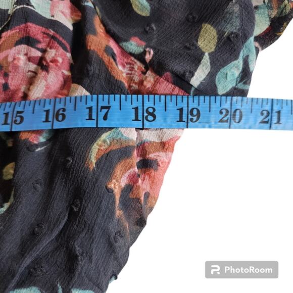 Torrid Faux Wrap Hi-Low Midi Dress Swiss Dot Floral Dark Gray and Pink L/12/0 - Picture 13 of 13